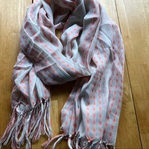 Coral, white, silver Scarf